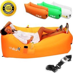 NWT ChillaX Inflatable Lounge Airbed Hammock Couch Chair Pool Lounger Orange